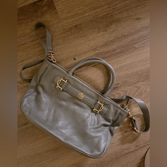 Tory Burch Gray Leather Satchel with Gold Details-very clean! Great condition - Picture 1 of 5
